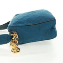 CHANEL Matelassé Schoudertas Canvas Marineblauw Goud CC Auth 171908V-3