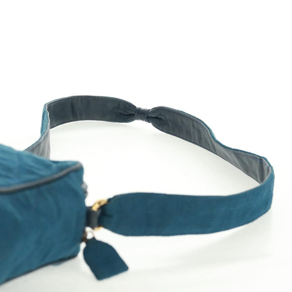 CHANEL Matelassé Schoudertas Canvas Marineblauw Goud CC Auth 171908V