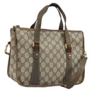 GUCCI GG Supreme Web Sherry Line Tote Bag PVC Beige Gold 41 02 039 Auth 171911-1