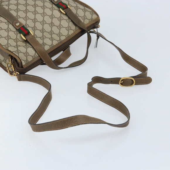 GUCCI GG Supreme Web Sherry Line Tote Bag PVC Beige Gold 41 02 039 Auth 171911
