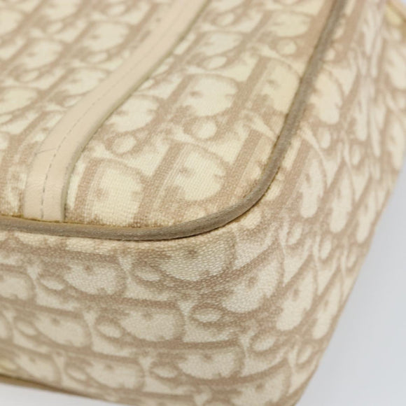 Christian Dior Trotter Canvas Romantic Handtasche PVC Beige Silber Auth 171915