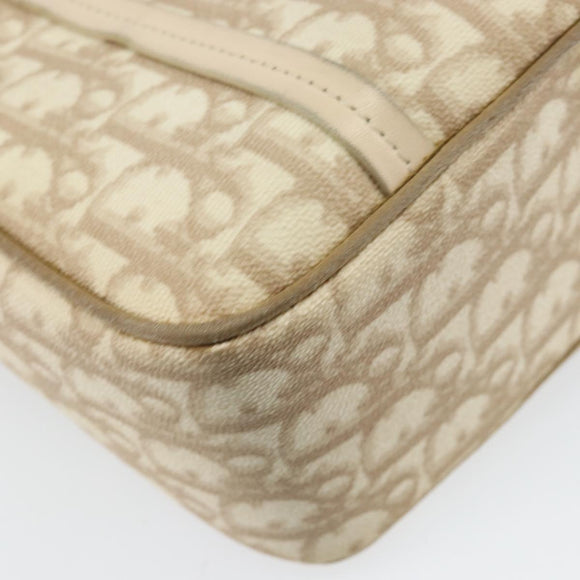 Christian Dior Trotter Canvas Romantic Handtasche PVC Beige Silber Auth 171915