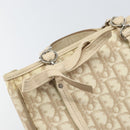 Christian Dior Trotter Canvas Romantic Handtasche PVC Beige Silber Auth 171915-17