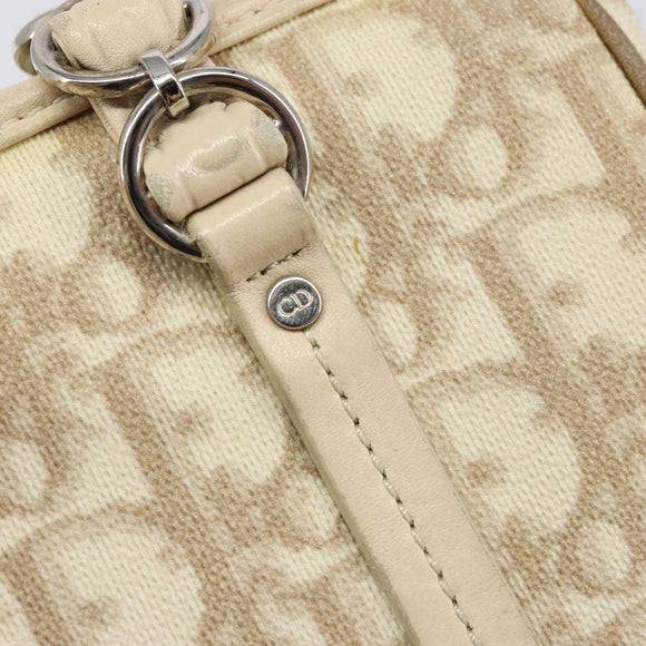 Christian Dior Trotter Canvas Romantic Handtasche PVC Beige Silber Auth 171915