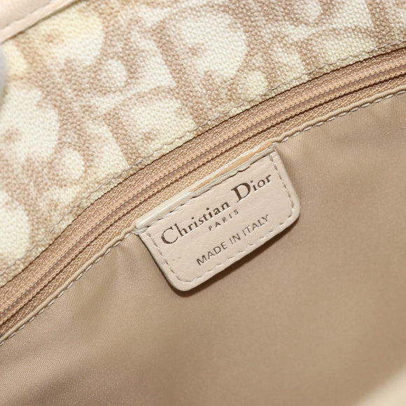 Christian Dior Trotter Canvas Romantic Handtasche PVC Beige Silber Auth 171915