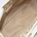 Christian Dior Trotter Canvas Romantic Handtasche PVC Beige Silber Auth 171915-10
