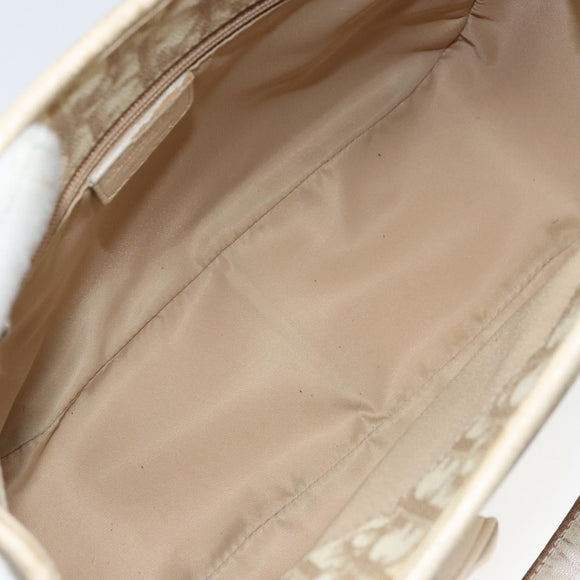 Christian Dior Trotter Canvas Romantic Handtasche PVC Beige Silber Auth 171915