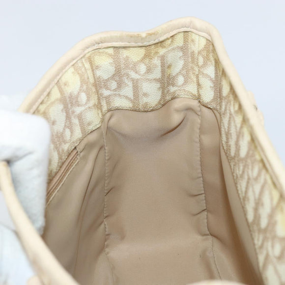 Christian Dior Trotter Canvas Romantic Handtasche PVC Beige Silber Auth 171915