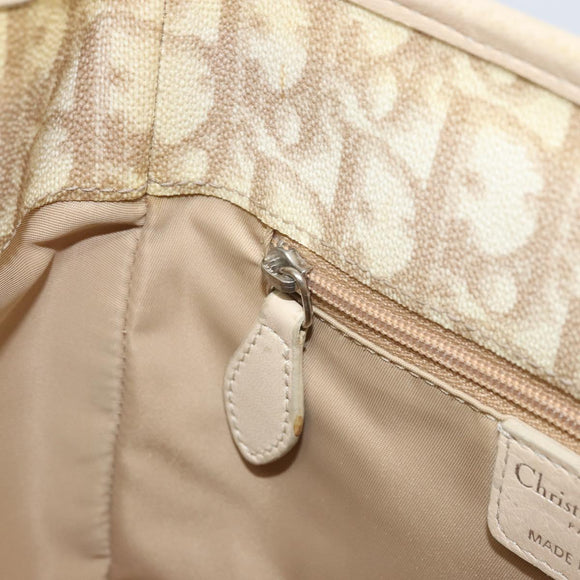 Christian Dior Trotter Canvas Romantic Handtasche PVC Beige Silber Auth 171915