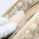 Christian Dior Trotter Canvas Romantic Handtasche PVC Beige Silber Auth 171915-11