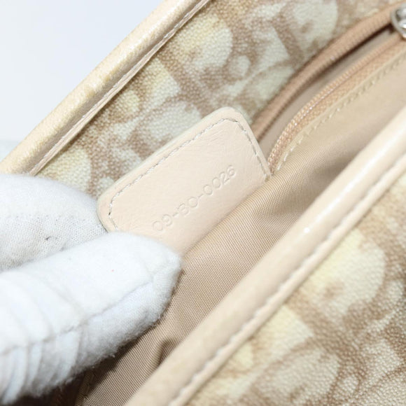 Christian Dior Trotter Canvas Romantic Handtasche PVC Beige Silber Auth 171915