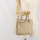 Christian Dior Trotter Canvas Romantic Handtasche PVC Beige Silber Auth 171915-24
