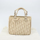 Christian Dior Trotter Canvas Romantic Handtasche PVC Beige Silber Auth 171915-12