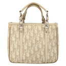 Christian Dior Trotter Canvas Romantic Handtasche PVC Beige Silber Auth 171915-2