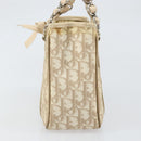 Christian Dior Trotter Canvas Romantic Handtasche PVC Beige Silber Auth 171915-3