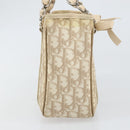 Christian Dior Trotter Canvas Romantic Handtasche PVC Beige Silber Auth 171915-4