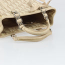 Christian Dior Trotter Canvas Romantic Handtasche PVC Beige Silber Auth 171915-7
