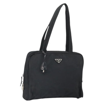 PRADA Tote Bag Nylon Black Silver Auth 171922