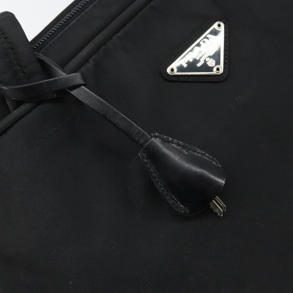 PRADA Tote Bag Nylon Black Silver Auth 171922