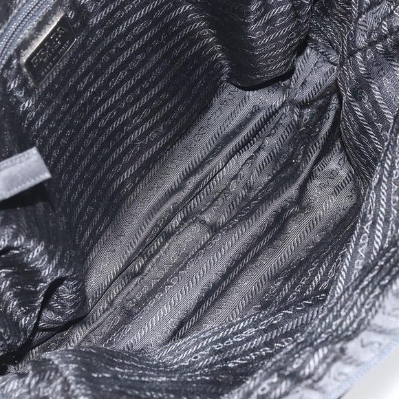 PRADA Tote Bag Nylon Black Silver Auth 171922