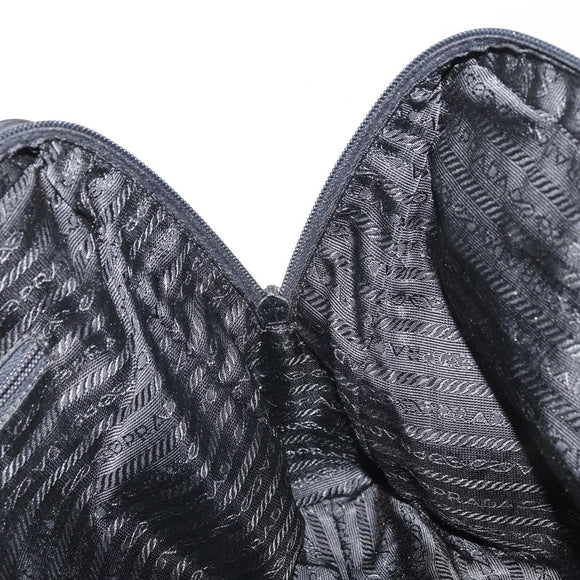 PRADA Tote Bag Nylon Black Silver Auth 171922