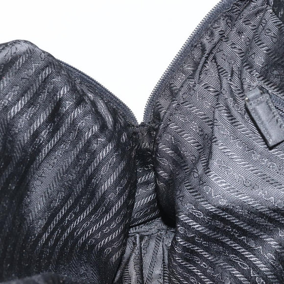 PRADA Tote Bag Nylon Black Silver Auth 171922