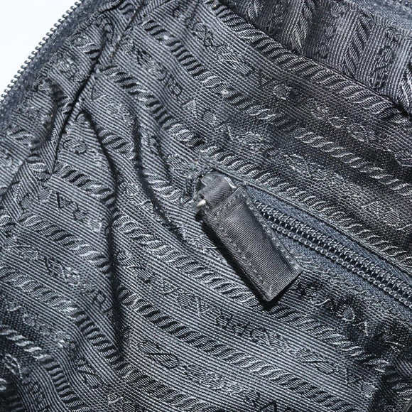 PRADA Tote Bag Nylon Black Silver Auth 171922
