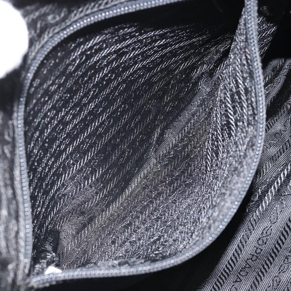 PRADA Tote Bag Nylon Black Silver Auth 171922