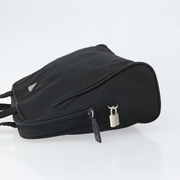 PRADA Tote Bag Nylon Black Silver Auth 171922