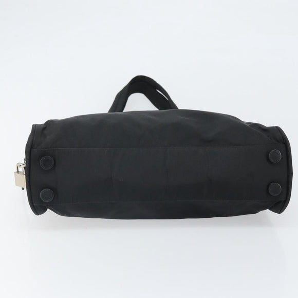 PRADA Tote Bag Nylon Black Silver Auth 171922