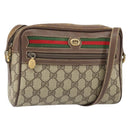 GUCCI GG Supreme Web Sherry Line Bag PVC Beige Gold 001 44 6655 Auth 171924-1