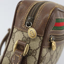 GUCCI GG Supreme Web Sherry Line Bag PVC Beige Gold 001 44 6655 Auth 171924-19