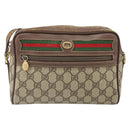GUCCI GG Supreme Web Sherry Line Bag PVC Beige Gold 001 44 6655 Auth 171924-13