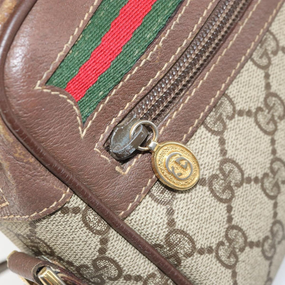 GUCCI GG Supreme Web Sherry Line Bag PVC Beige Gold 001 44 6655 Auth 171924