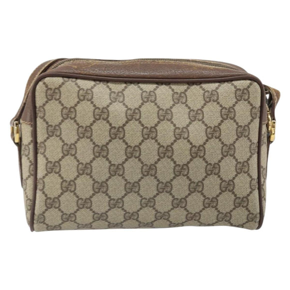 GUCCI GG Supreme Web Sherry Line Bag PVC Beige Gold 001 44 6655 Auth 171924