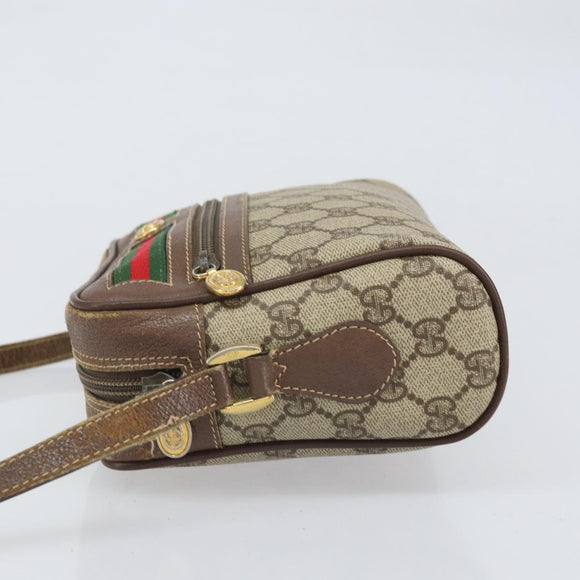 GUCCI GG Supreme Web Sherry Line Bag PVC Beige Gold 001 44 6655 Auth 171924