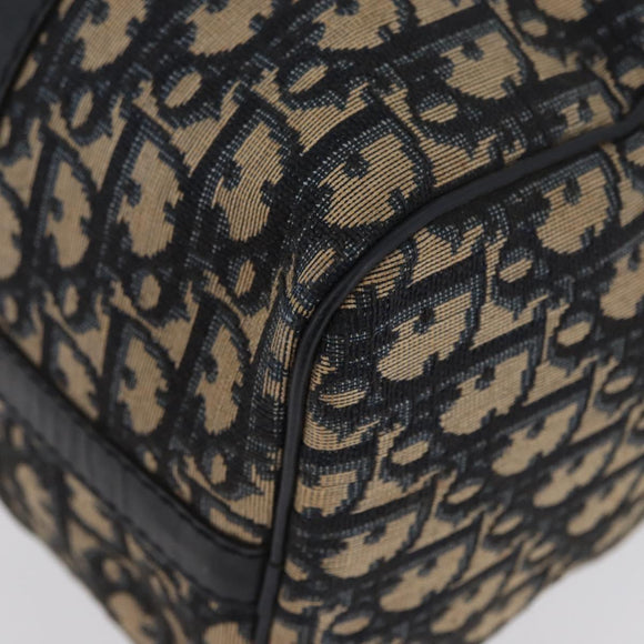 Christian Dior Trotter Canvas Boston Bag Navy Silver Auth 171932
