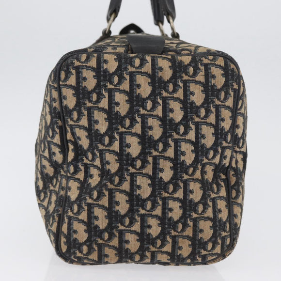 Christian Dior Trotter Canvas Boston Bag Navy Silver Auth 171932