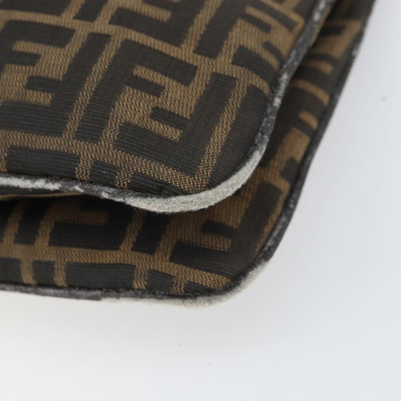 FENDI Zucca Canvas Mamma Baguette Shoulder Bag Black Brown Auth 171933