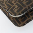 FENDI Zucca Canvas Mamma Baguette Shoulder Bag Black Brown Auth 171933-11