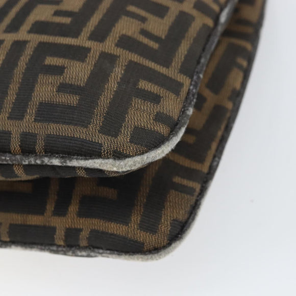 FENDI Zucca Canvas Mamma Baguette Shoulder Bag Black Brown Auth 171933