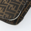 FENDI Zucca Canvas Mamma Baguette Shoulder Bag Black Brown Auth 171933-13