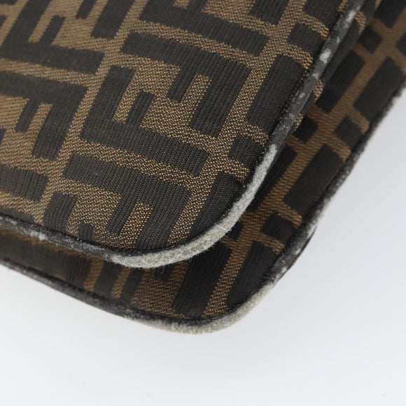 FENDI Zucca Canvas Mamma Baguette Shoulder Bag Black Brown Auth 171933