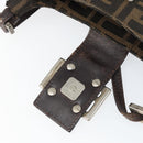 FENDI Zucca Canvas Mamma Baguette Shoulder Bag Black Brown Auth 171933-16