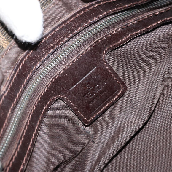FENDI Zucca Canvas Mamma Baguette Shoulder Bag Black Brown Auth 171933