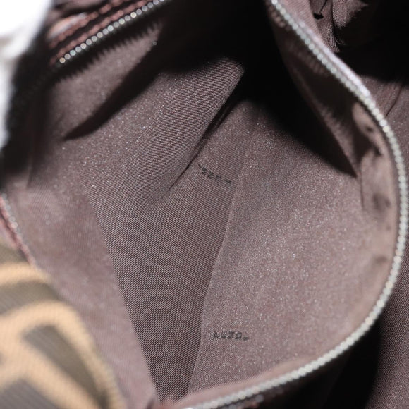 FENDI Zucca Canvas Mamma Baguette Shoulder Bag Black Brown Auth 171933