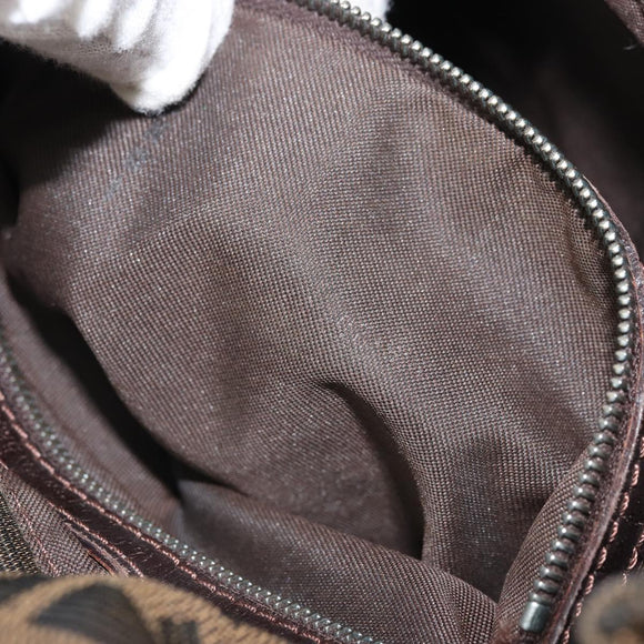 FENDI Zucca Canvas Mamma Baguette Shoulder Bag Black Brown Auth 171933