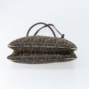 FENDI Zucca Canvas Mamma Baguette Shoulder Bag Black Brown Auth 171933-9