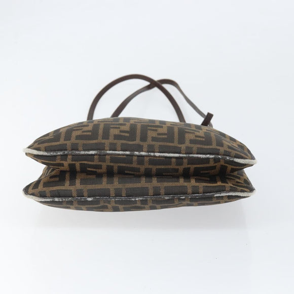 FENDI Zucca Canvas Mamma Baguette Shoulder Bag Black Brown Auth 171933