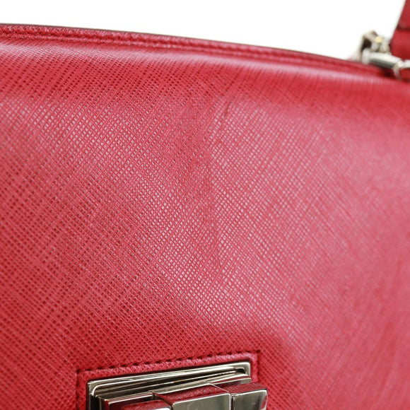 Salvatore Ferragamo Gancini Handtasche Leder 2-Wege Pink Silber Auth 171936V